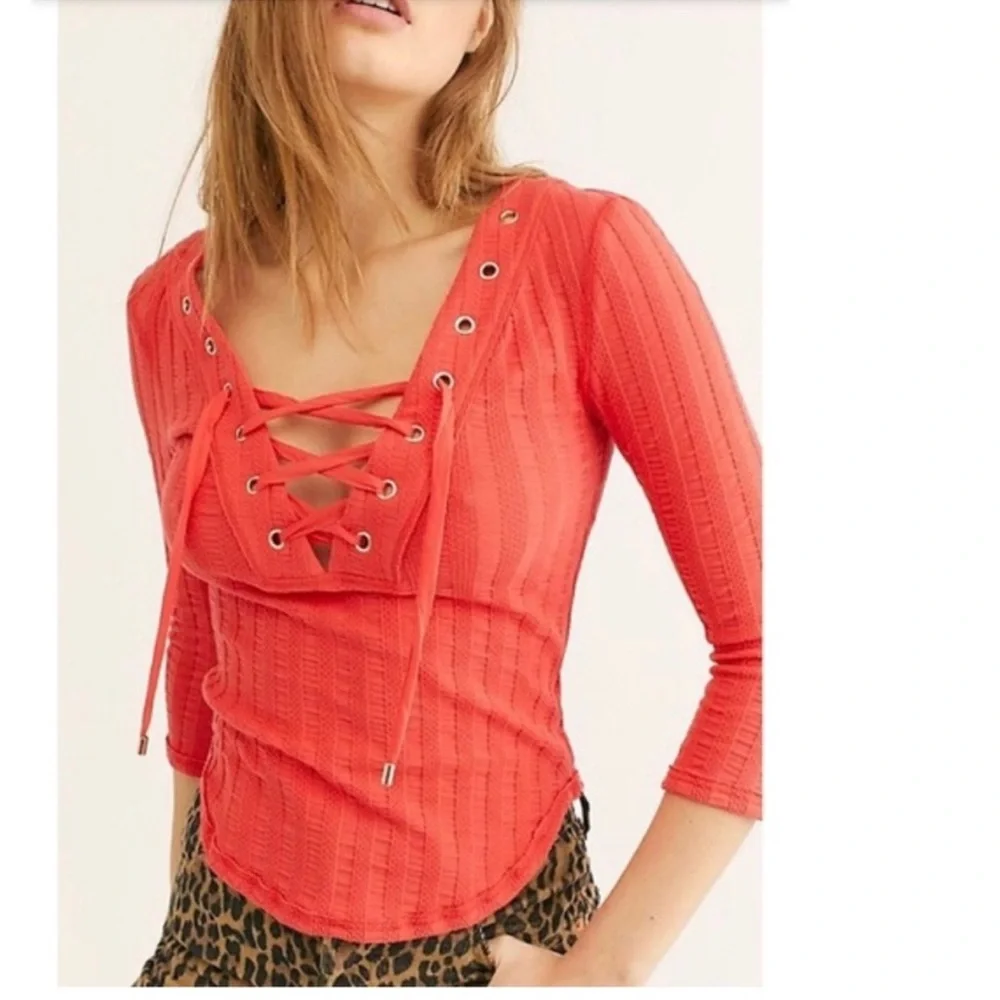 NWT Free People ICE COLD Lace Up Top